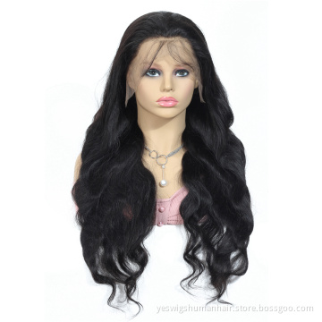 Transparent 13X4 13X6 Swiss Lace Frontal Wig Human Hair Pre Plucked Frontal Lace Peruvian Body Wave Human Hair Wig Ready To Ship